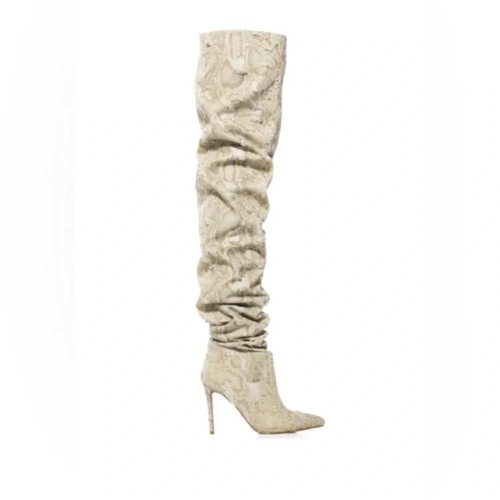 •Ambivert• Distressed Thigh High Boot by Azalea Wang